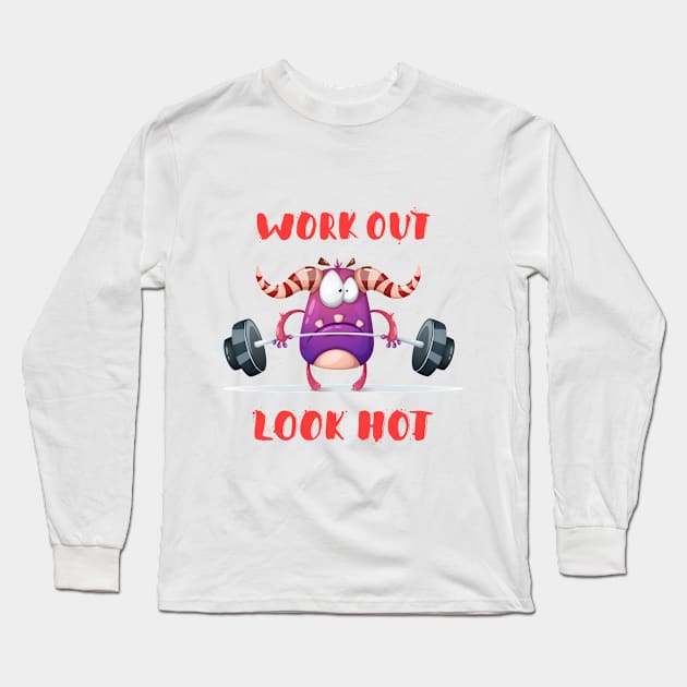 Work Out Look Hot Long Sleeve T-Shirt by AttireCafe